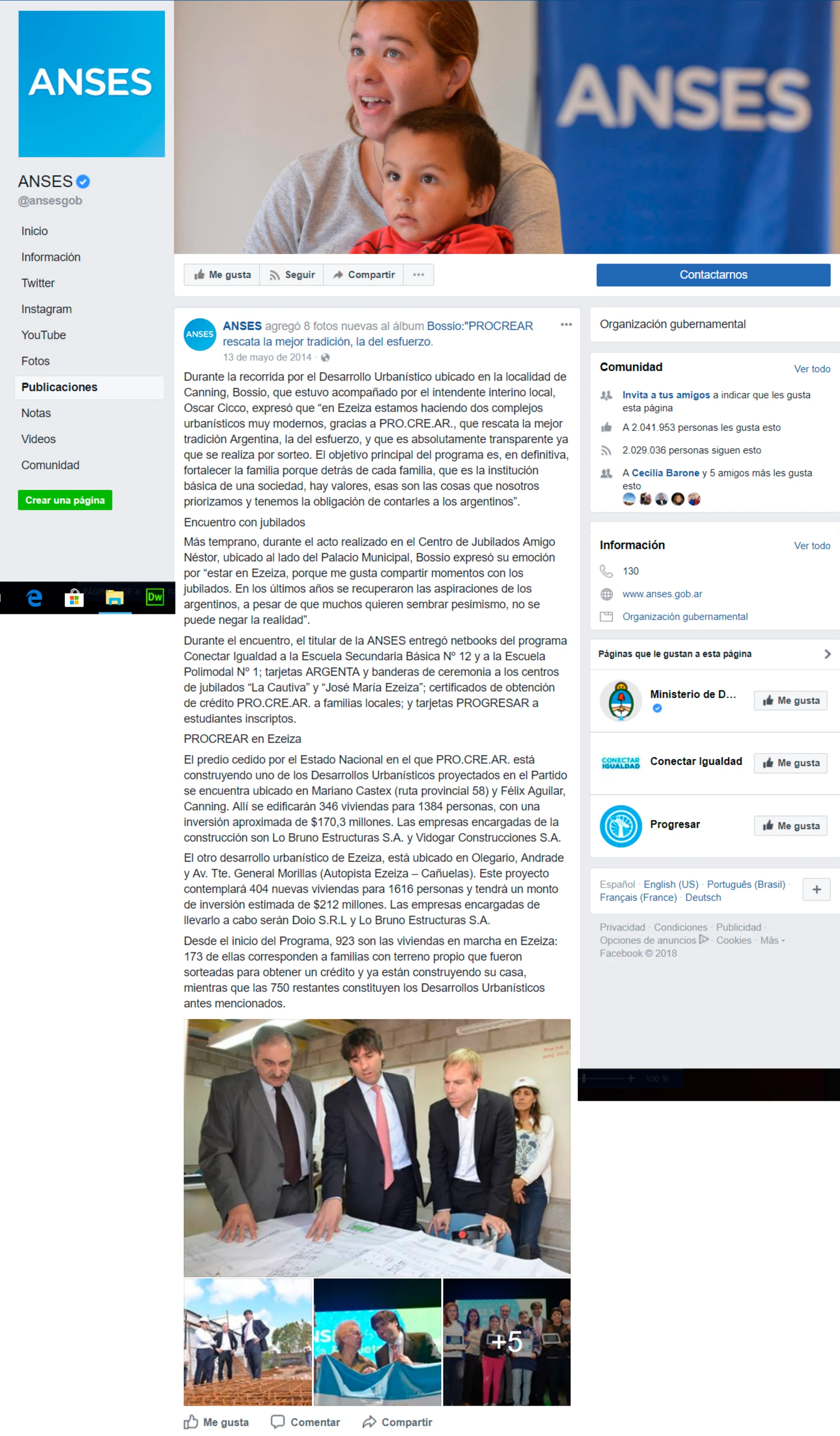 PROCREAR muestra obra en marcha