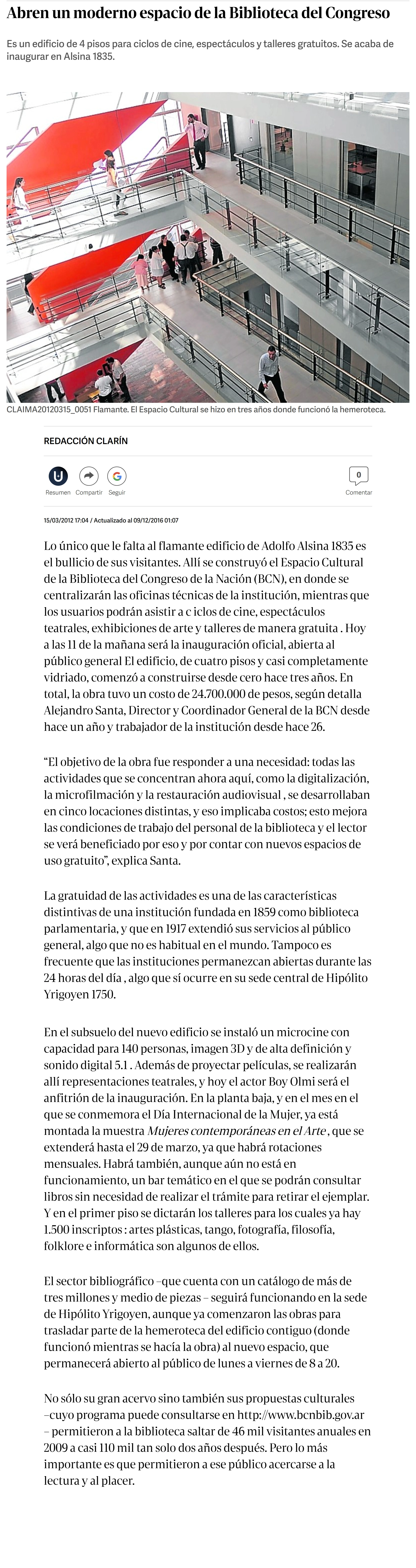 Abren un moderno espacio de la Biblioteca del Congreso