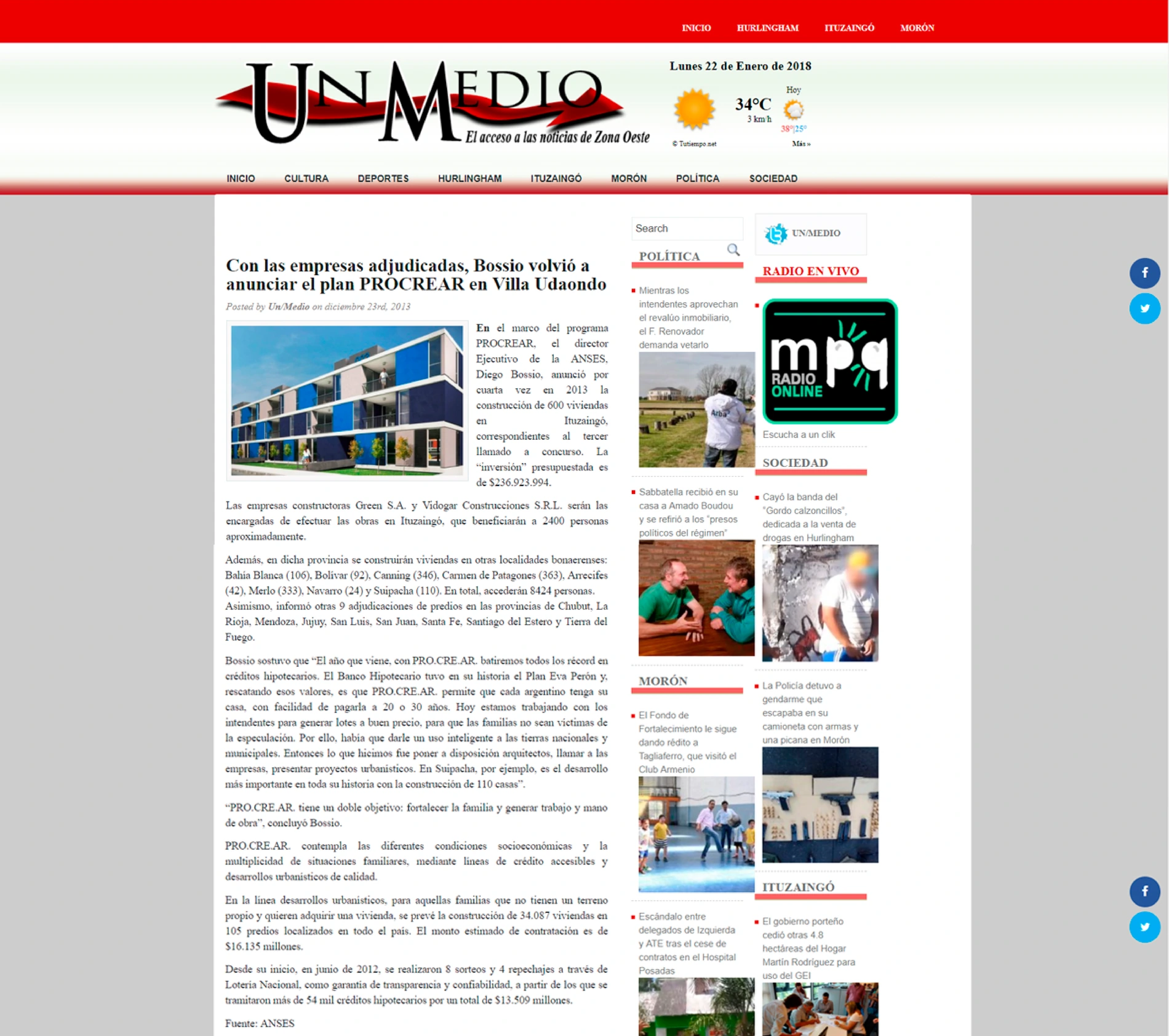 Villa Udaondo avanza con PROCREAR